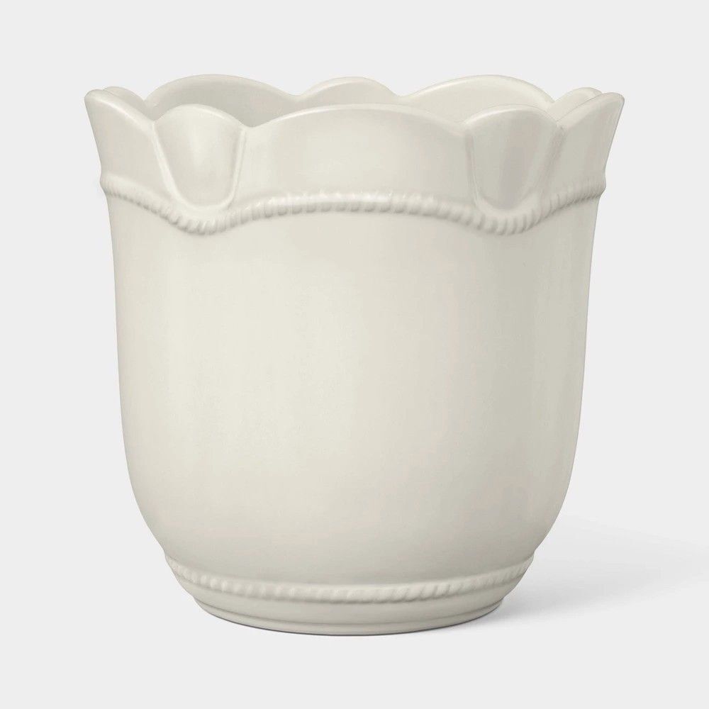 Threshold Studio McGee 8" Ceramic Outdoor Planter Ivory Pot